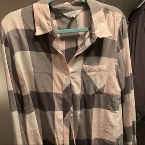 Market & spruce pink gray and white flannel.